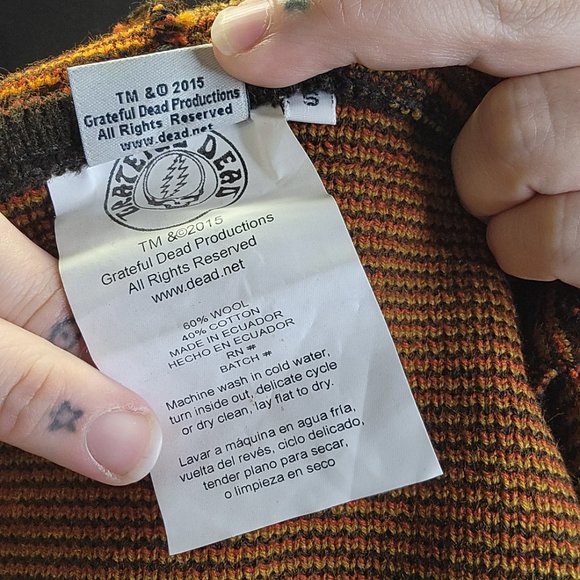 GRATEFUL DEAD Bears Fuzzy Wool/Cotton Zip Hoodie Sweater Brown Orange Unisex S - Picture 11 of 11
